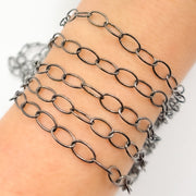 lack Rhodium Sterling Silver Oval Link Chain