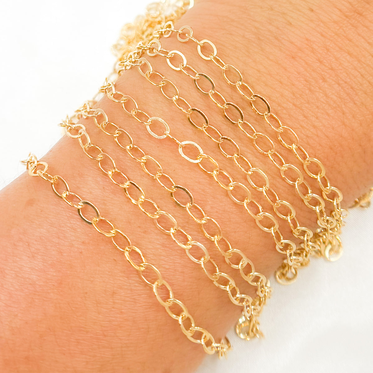 14k Gold Filled Flat Round Link Chain