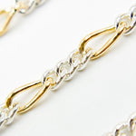 Load image into Gallery viewer, XM/3831C. 14K Gold Filled &amp; Sterling Silver Figaro Link Chain – Long Gold, Short Silver Pattern