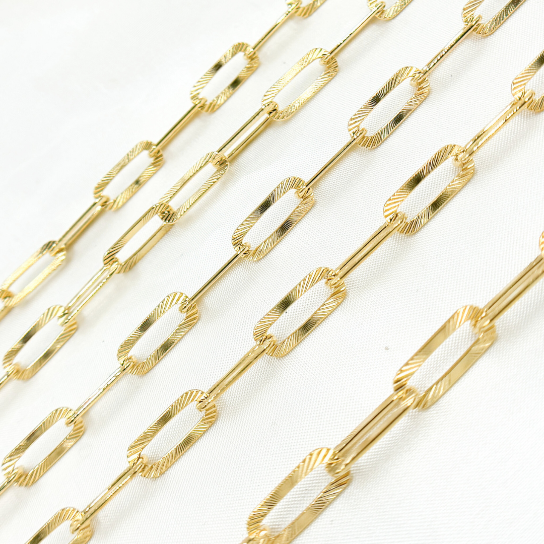 Gold Plated Sterling Silver Textured Paperclip Chain