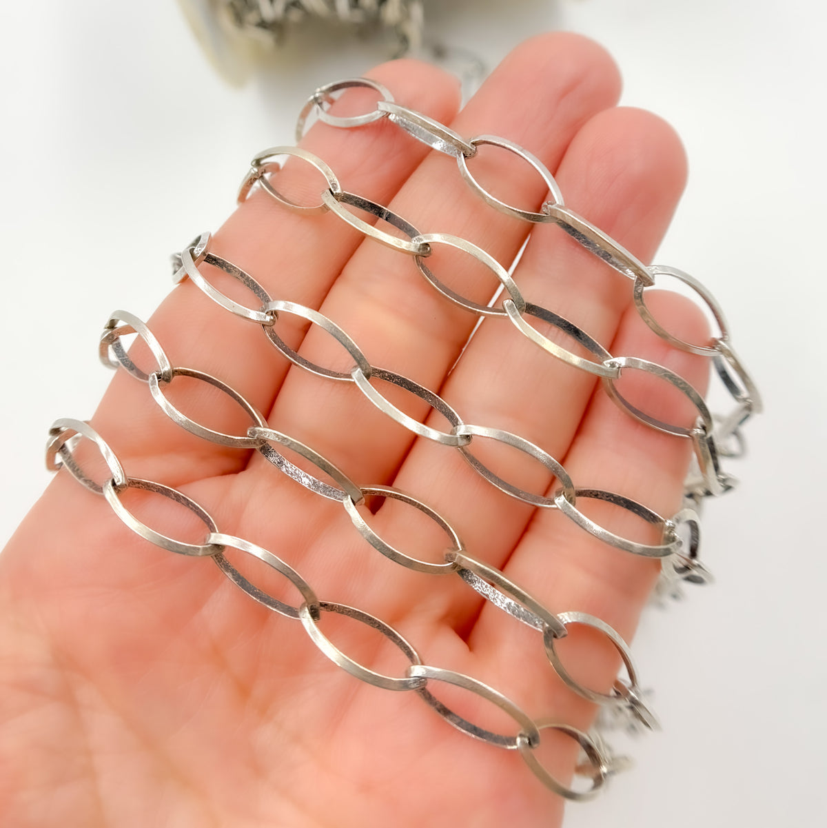 Oxidized Sterling Silver Marquis Shape Link Chain