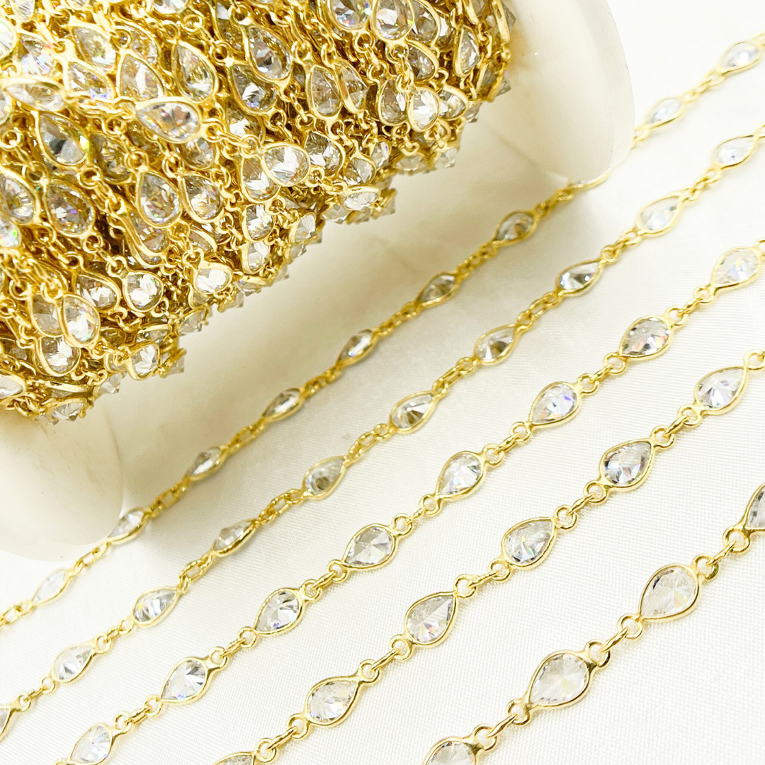 Cubic Zirconia Pear Shape Connected Chain.