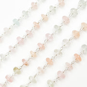 Multi Aquamarine Sterling Silver Wire Chain