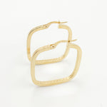 Load image into Gallery viewer, 15850000415. 14K Solid Gold Textured Square Hollow Hoop Earrings