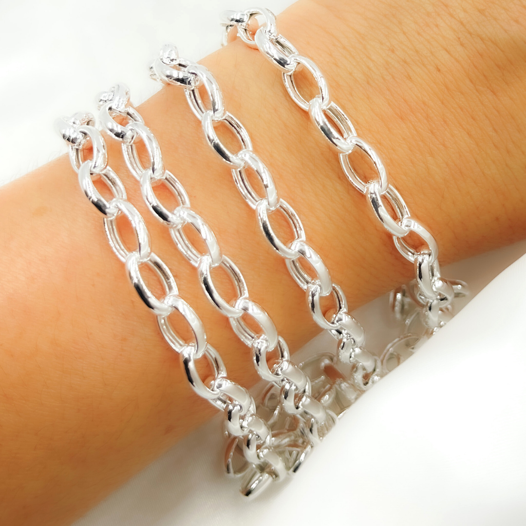 V23SS. Sterling Silver Smooth Oval Link Chain