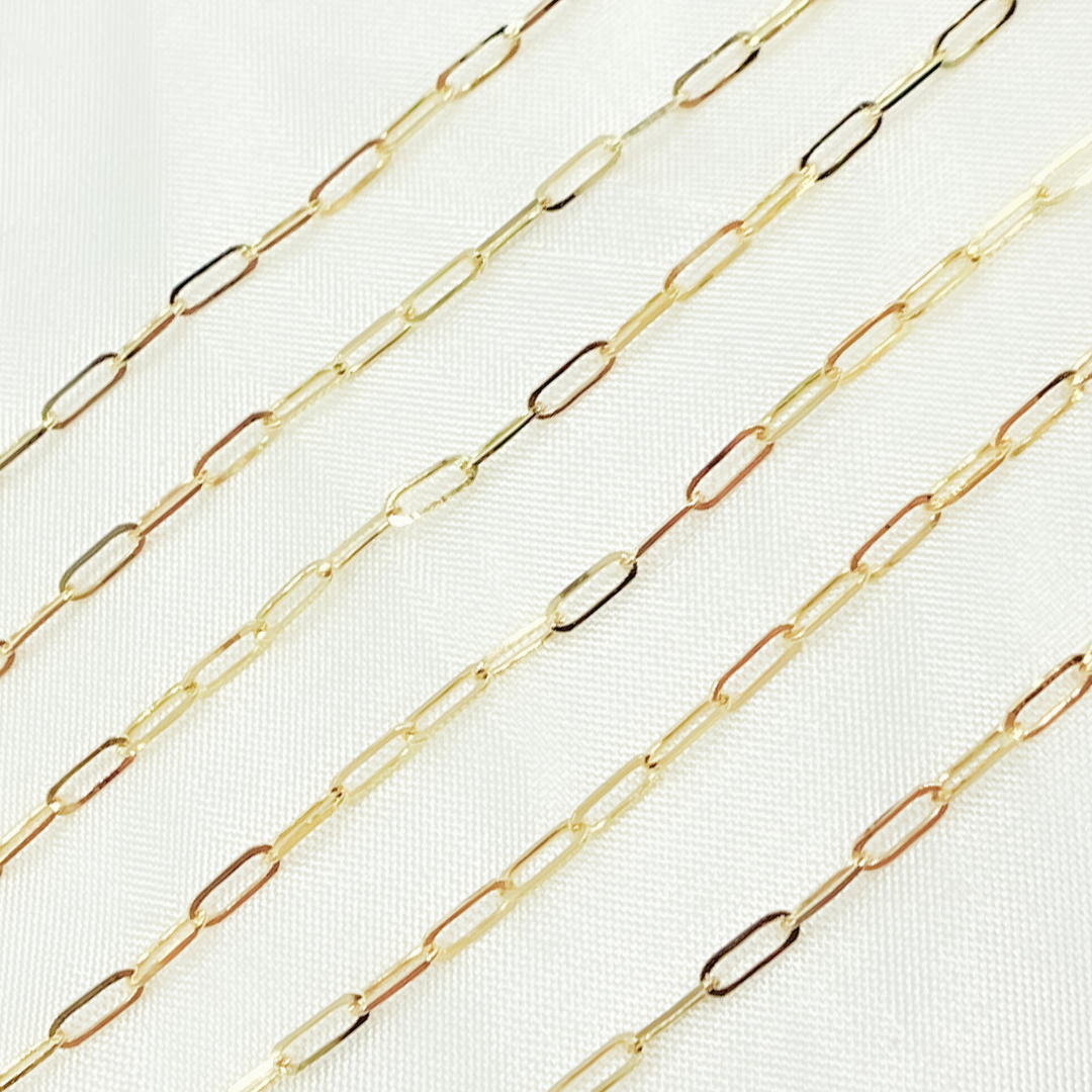 14k Solid Gold Diamond Cut Paperclip Link Chain