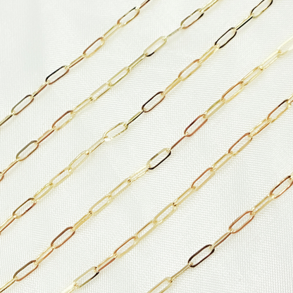 14k Solid Gold Diamond Cut Paperclip Link Chain