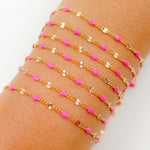 Load image into Gallery viewer, Gold Filled Pink Color Enamel Marina Link Chain
