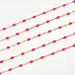 Load image into Gallery viewer, V250-PKGF. 14k Gold Filled Pink Color Enamel Satellite Cable Chain

