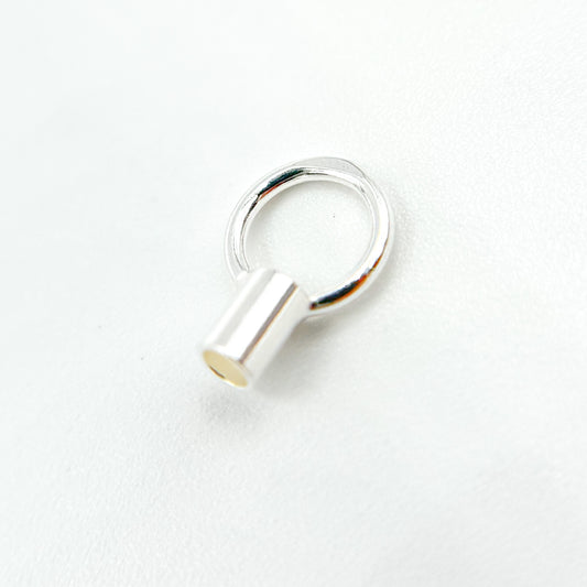 1.5MM White Sterling Silver Crimp Endcap with Ring