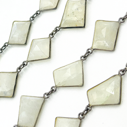 White Moonstone Fancy Shape Bezel Chain.