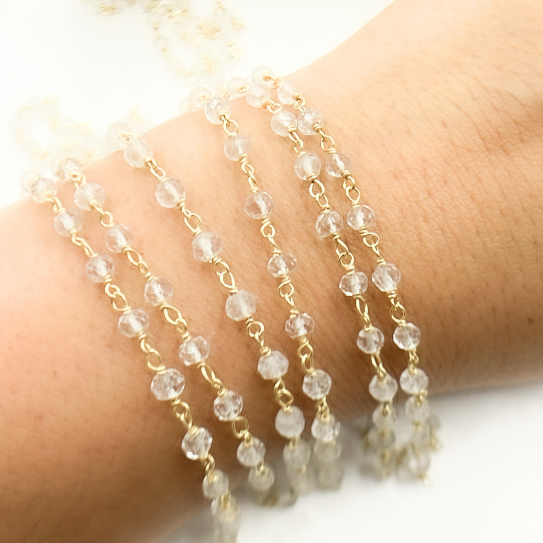 Crystal Gold Plated 925 Sterling Silver Wire Chain