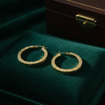 Load image into Gallery viewer, GER166. 14K Gold Hollow Flat Diamond Cut Hoop