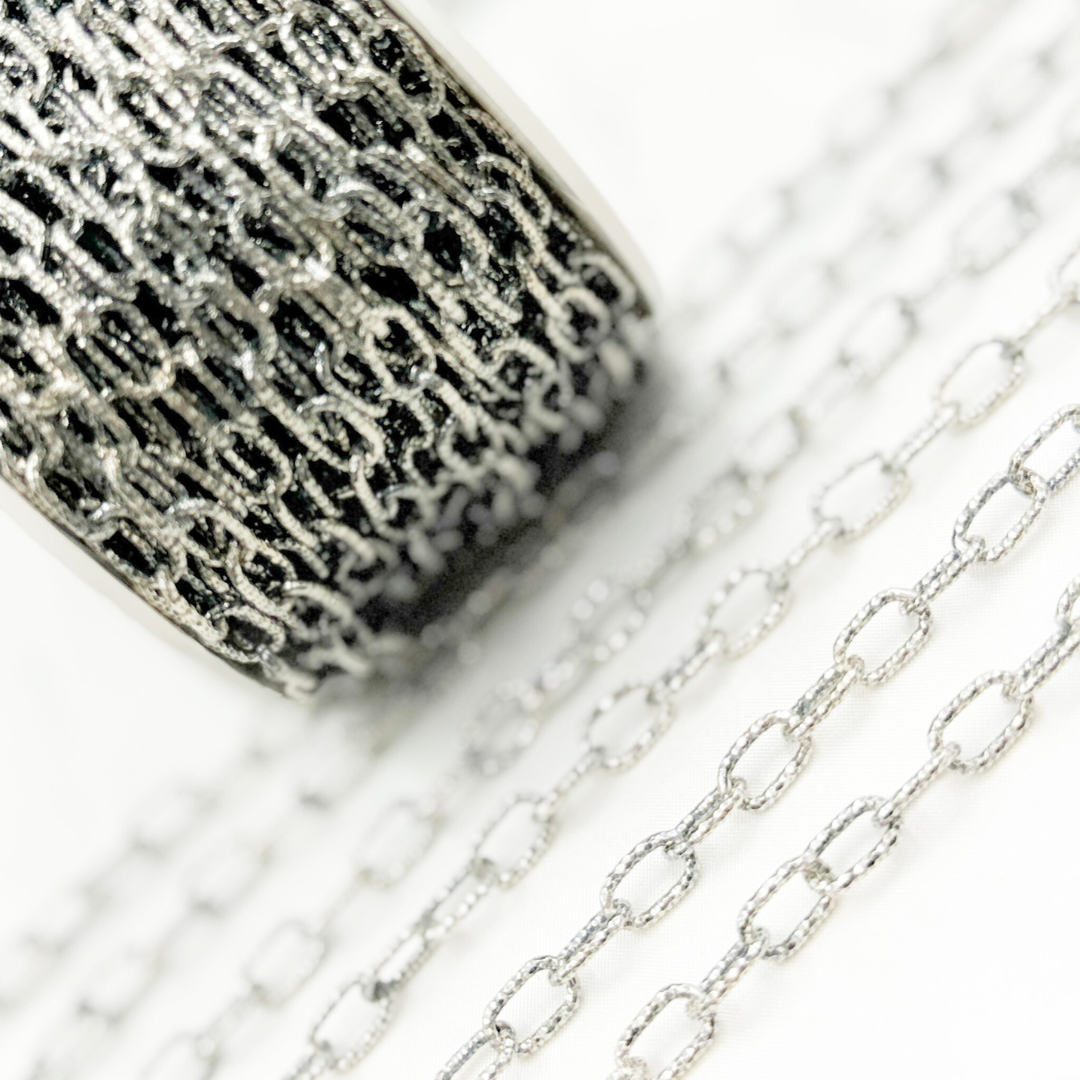 Oxidized 925 Steeling Silver Diamond Cut Cable Link Chain