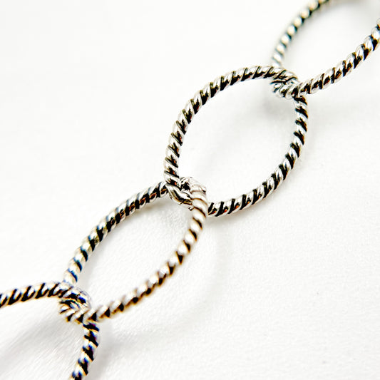 Oxidized Sterling Silver Twisted Oval Link Chain