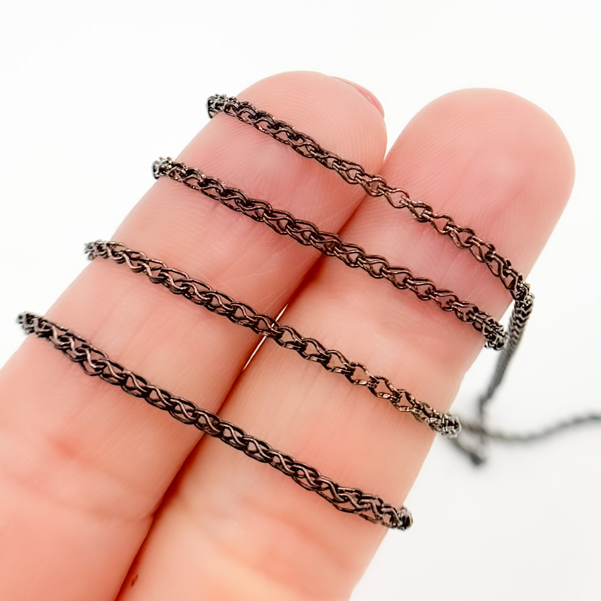 Black Rhodium Sterling Silver Wheat Chain