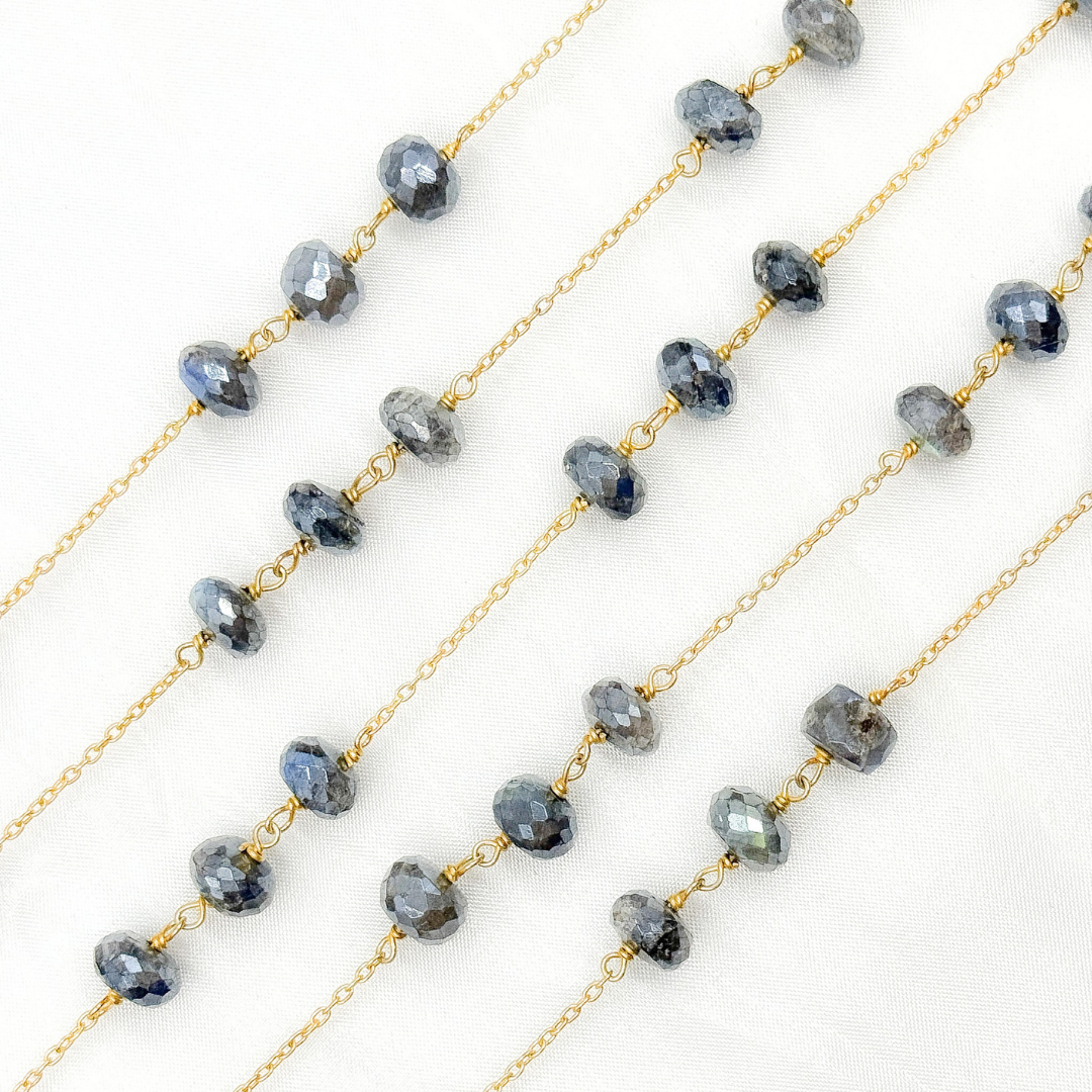 Coated Labradorite Gold Plated Wire Chain.