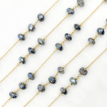 Load image into Gallery viewer, Coated Labradorite Gold Plated Wire Chain. CLB5
