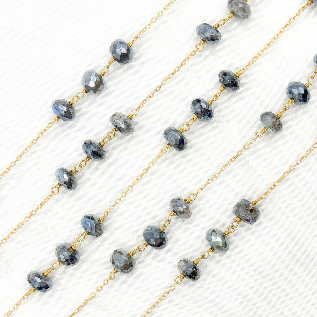 Coated Labradorite Gold Plated Wire Chain. CLB5