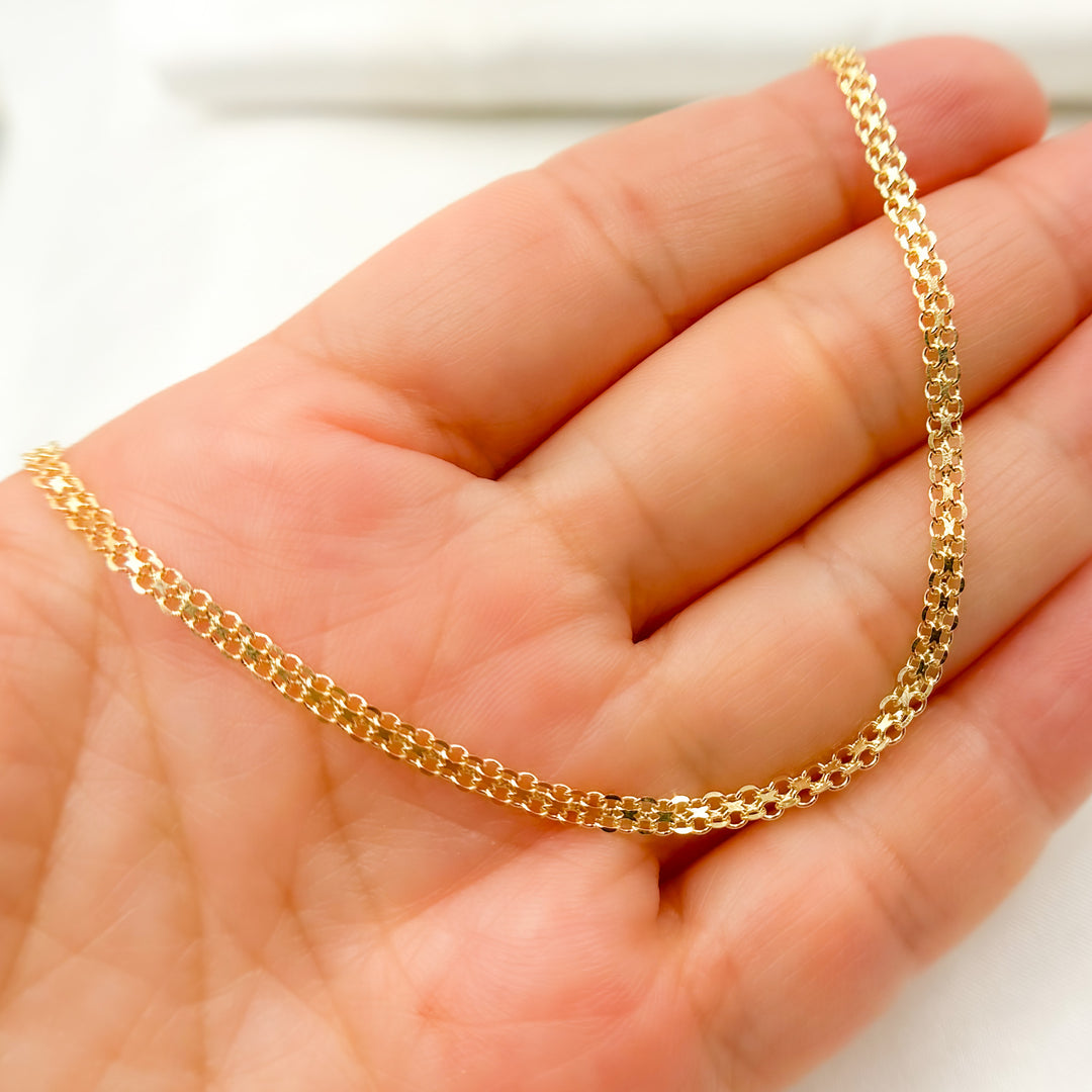 035R03AC2T2. 14K Solid Gold Bismark Link Chain