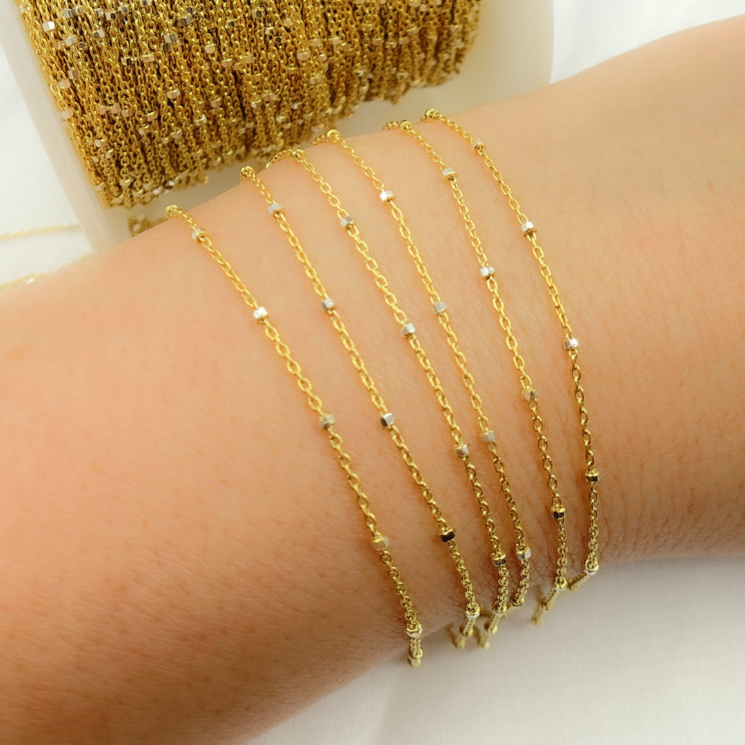 Gold Plated 925 Sterling Silver Satellite Cube Chain