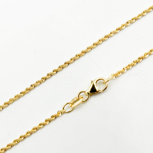 025CRDLG18K. 18K Solid Yellow Gold Rope Chain