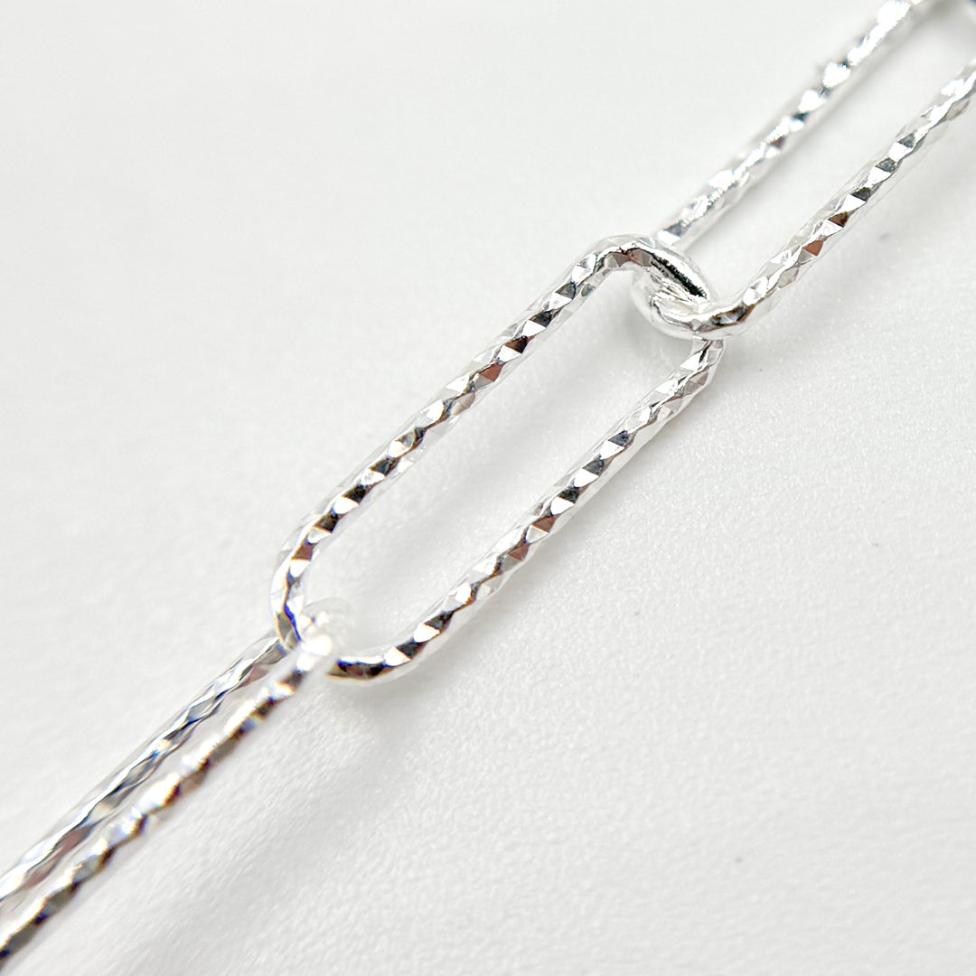 Y80DCSS. Sterling Silver Diamond Cut Paperclip Chain