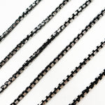 Load image into Gallery viewer, Black Rhodium and Sterling Silver Diamond Cut Box Chain