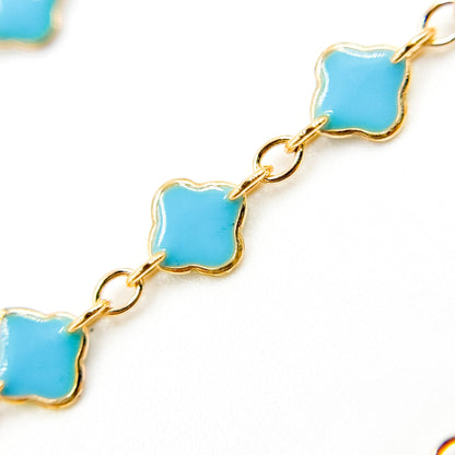 V315ENGF. 14K Gold Filled Enamel Clover Link Chains
