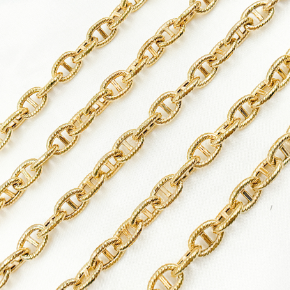 Gold Plated 925 Sterling Silver Gold Plated Textured Marina Chain