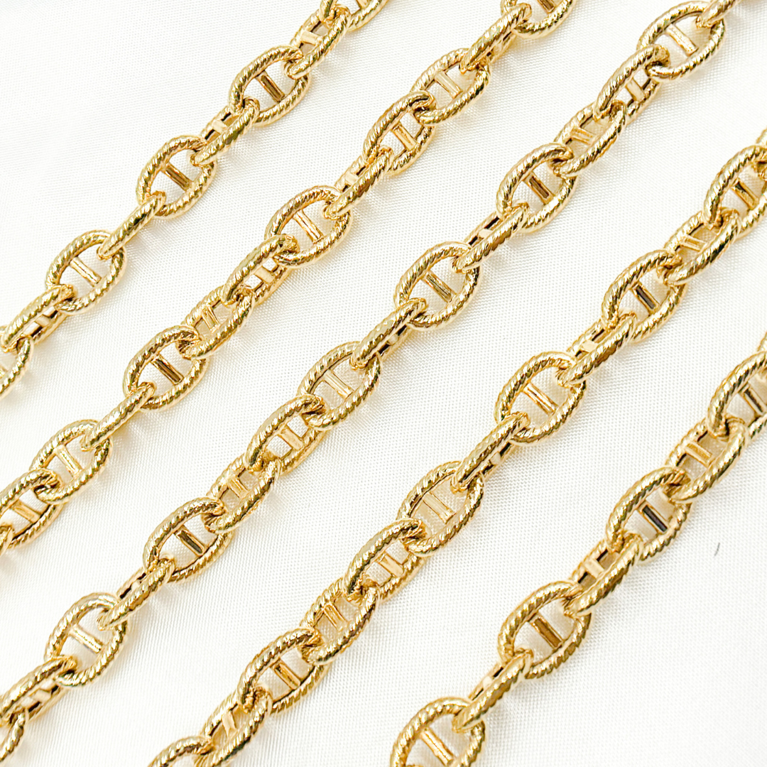 Gold Plated 925 Sterling Silver Gold Plated Textured Marina Chain. V55GP