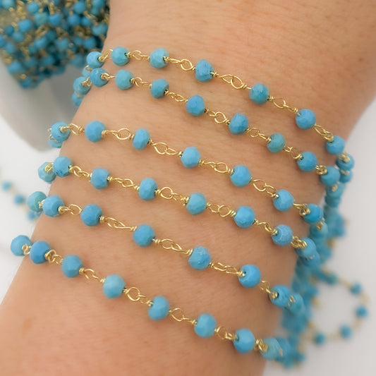 Gold Plated Sterling Silver Turquoise Wire Chain