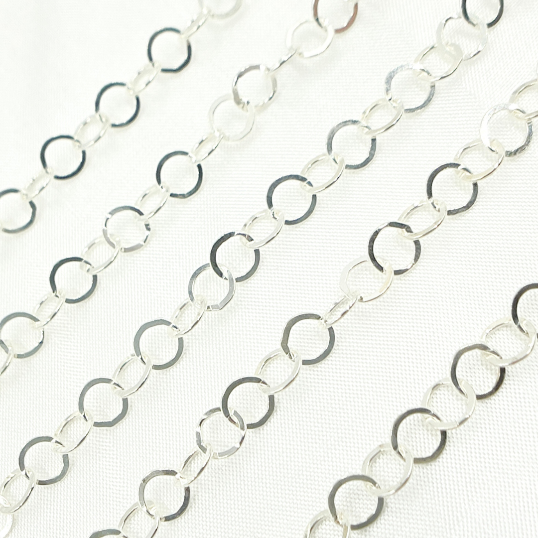 Sterling Silver Flat Round Link Chain