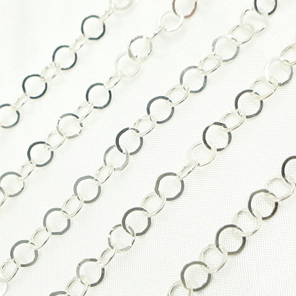 Sterling Silver Flat Round Link Chain