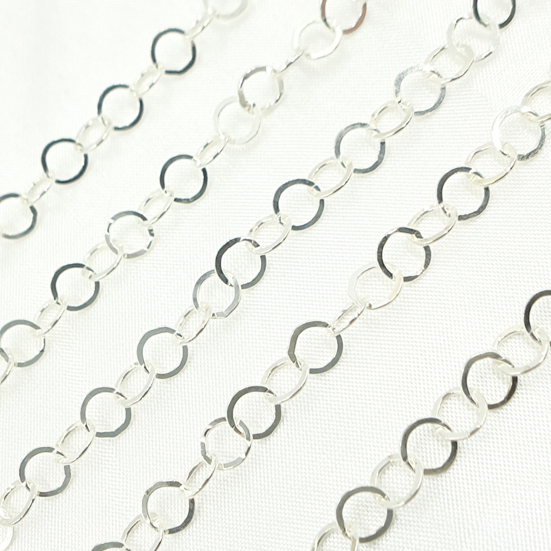 925 Sterling Silver Flat Round Link Chain. 679FSS