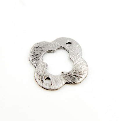 10MM Black Rhodium Sterling Silver Brushed Flower Connector