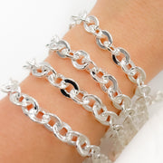 Sterling Silver Hollow Flat Oval Link Chain