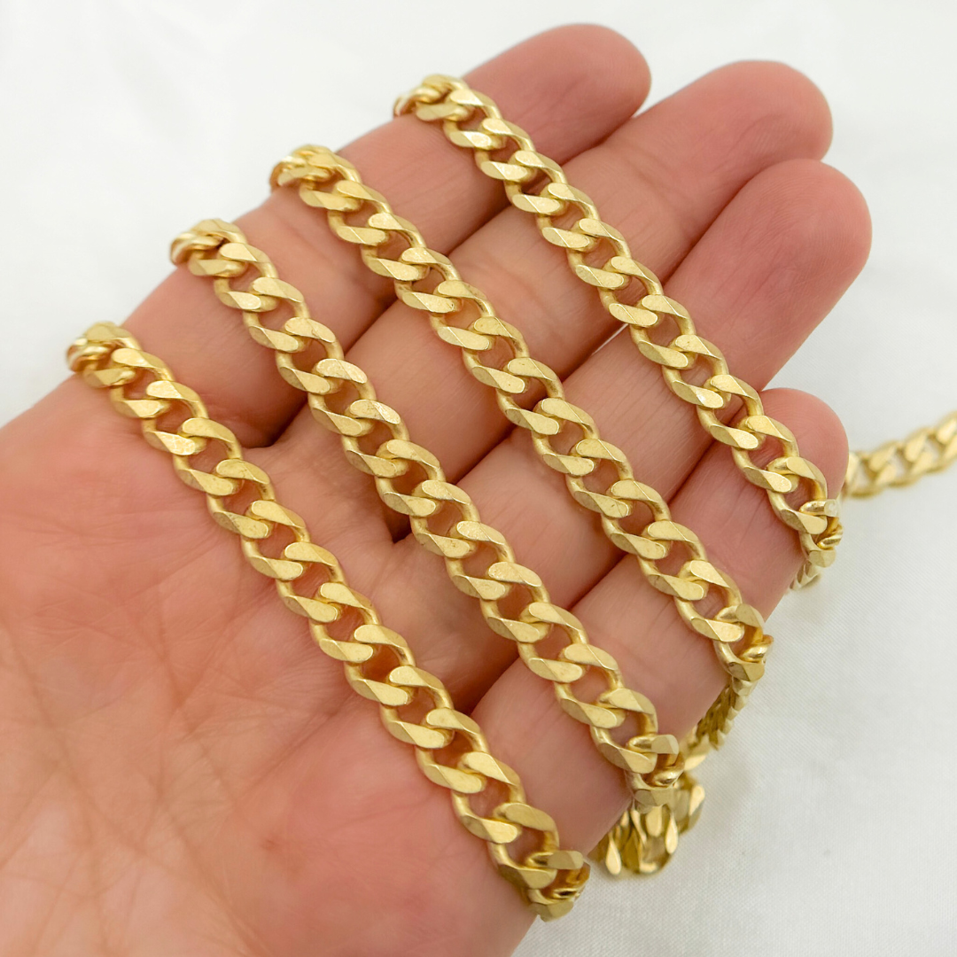 V126GPM. Gold Plated Sterling Silver Matte Curb Chain