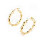 Load image into Gallery viewer, 15850003133. 14K Solid Gold Twist Double Round Hollow Hoop Earrings