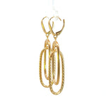 Load image into Gallery viewer, 15850022130. 14K Solid Gold Smooth and Textured Tube Hollow Oval Dangle Leverback Earrings