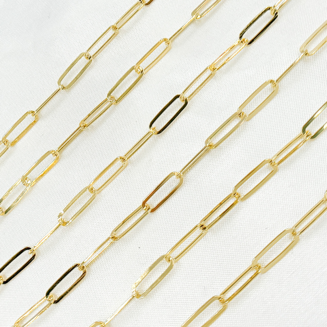 925 Sterling Silver Gold Plated Flat Paperclip Chain. Y80FGP