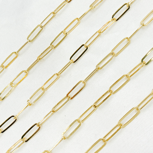 Y80FGP. Gold Plated 925 Sterling Silver Flat Paperclip Chain