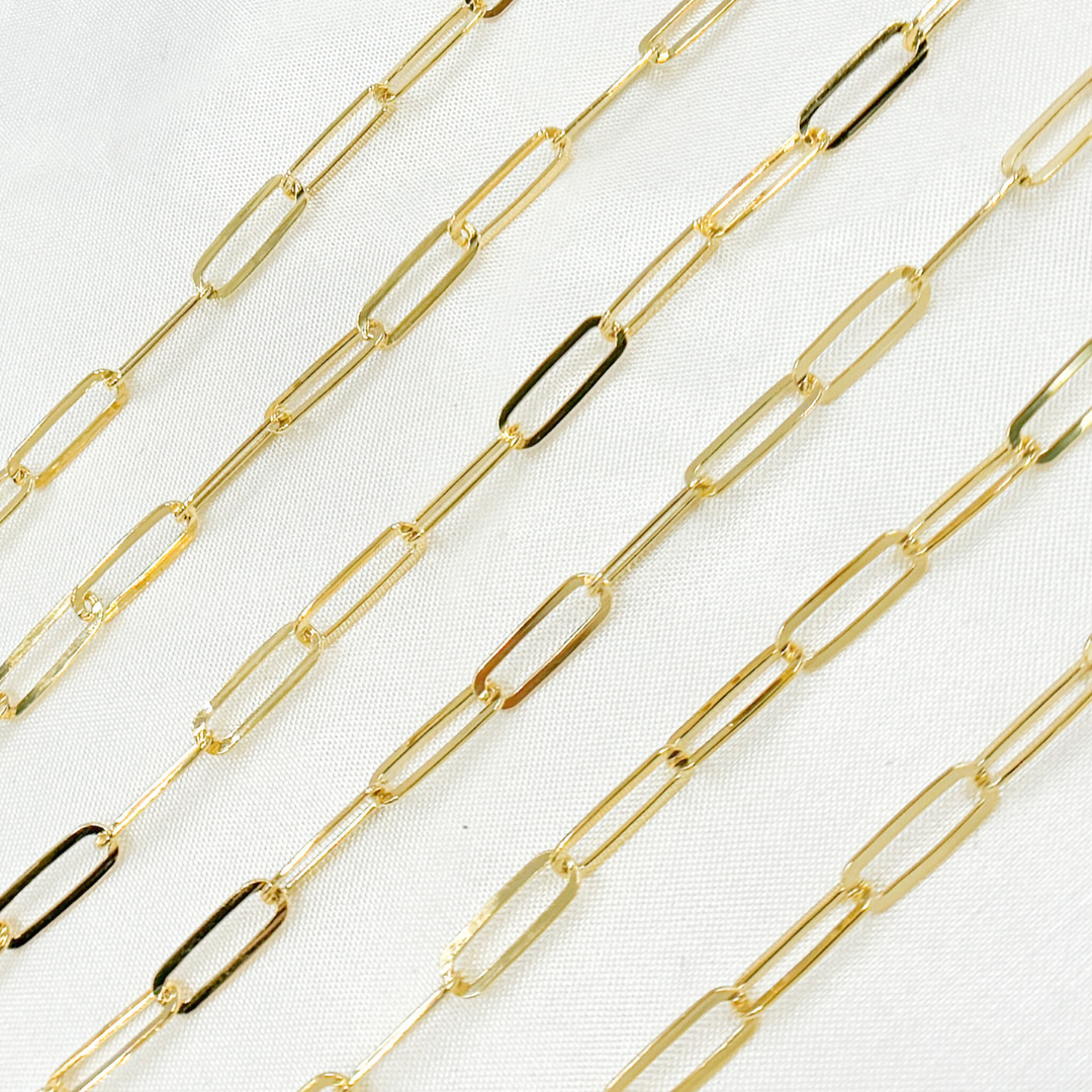 Y80FGP. Gold Plated 925 Sterling Silver Flat Paperclip Chain