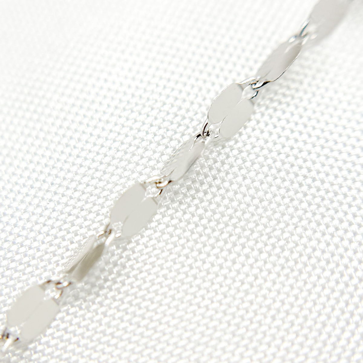 14K Solid White Gold Flat Marina Chain