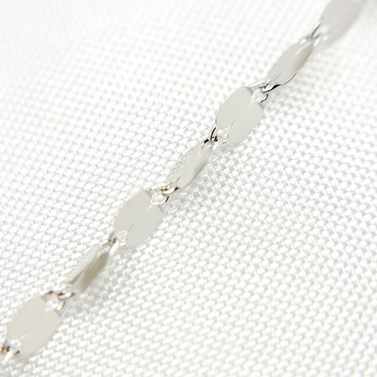 14K Solid White Gold Flat Marina Chain