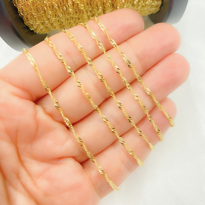 14K Solid Yellow Gold Wheat Chain