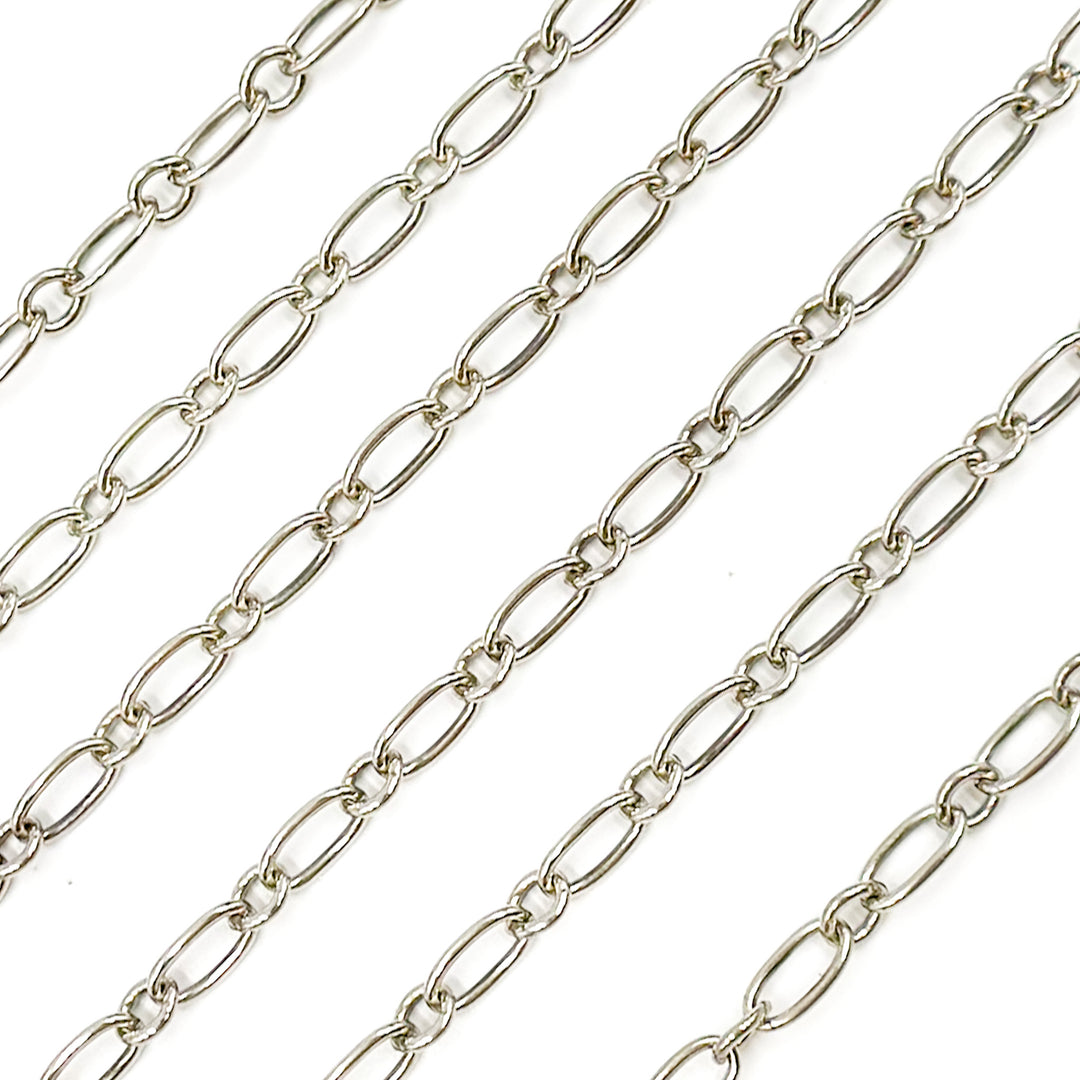 Y135OX. Oxidized Sterling Silver Smooth Long and Short Link Chain