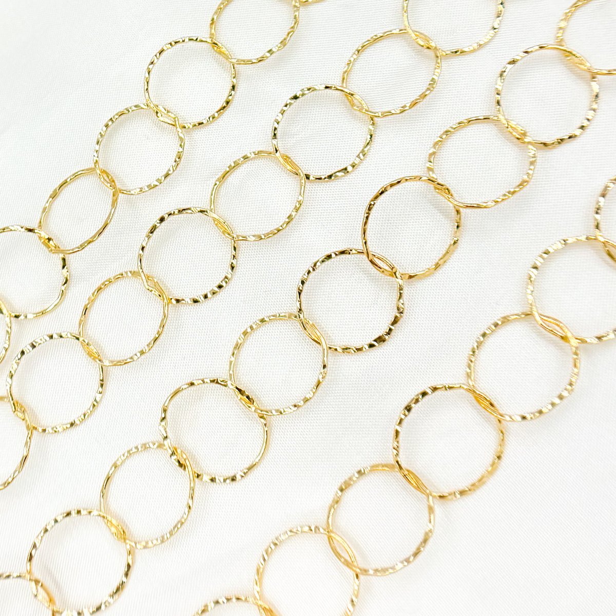 14K Gold Filled Hammered Round Link Chain
