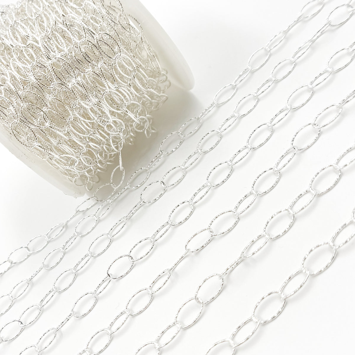 Sterling Silver Diamond Cut Oval Link Chain