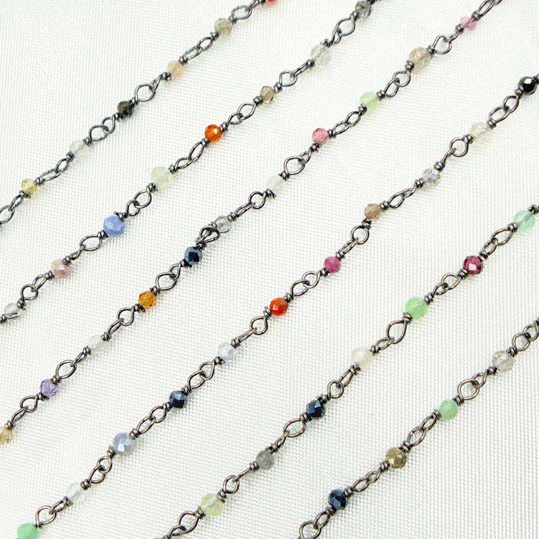 Multi Spinal Faceted Roundel Wire Wrapped Chain